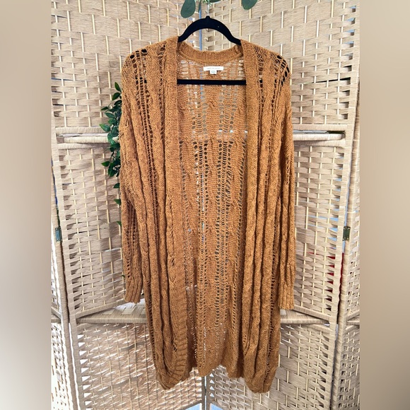 American Eagle Brown Cable Knit Duster Cardigan- Size Medium - Picture 1 of 7